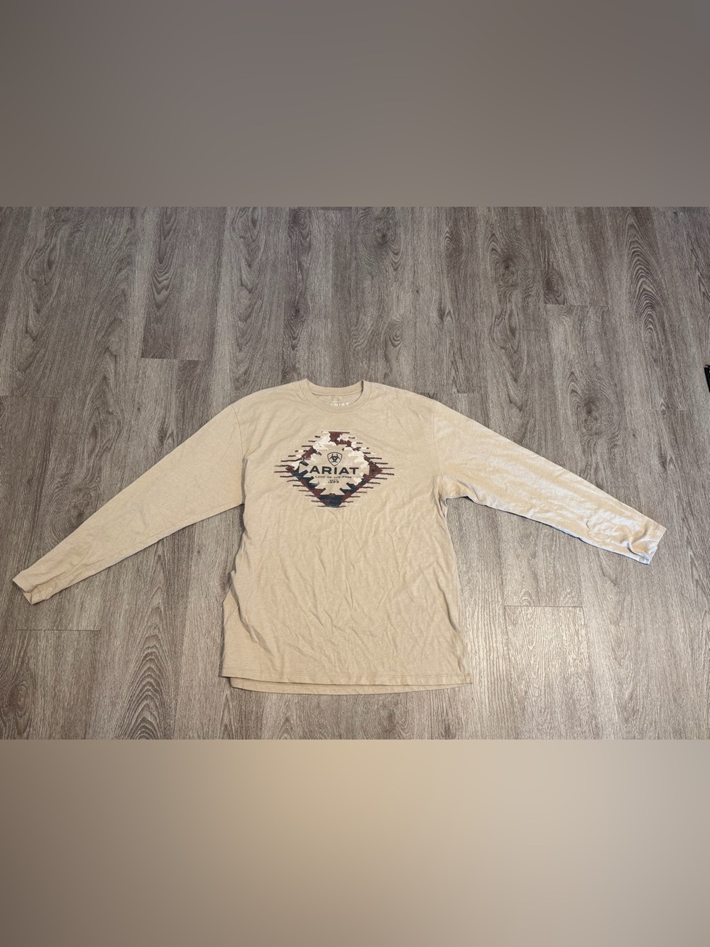 Ariat Shirt Mens Khaki Heathered Southwestern Aztec Long Sleeve Cowboy XL